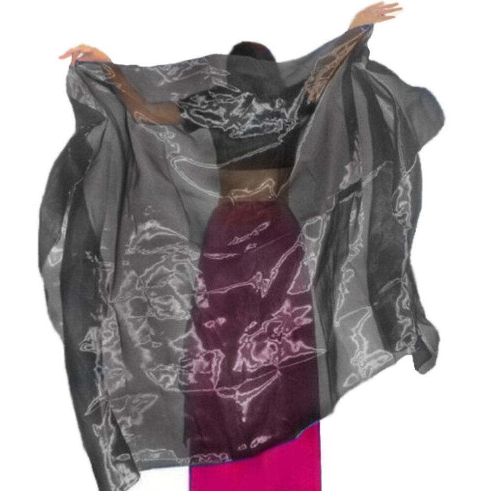 Belly dance veil 3 yards x 54 inches. Black organza, New